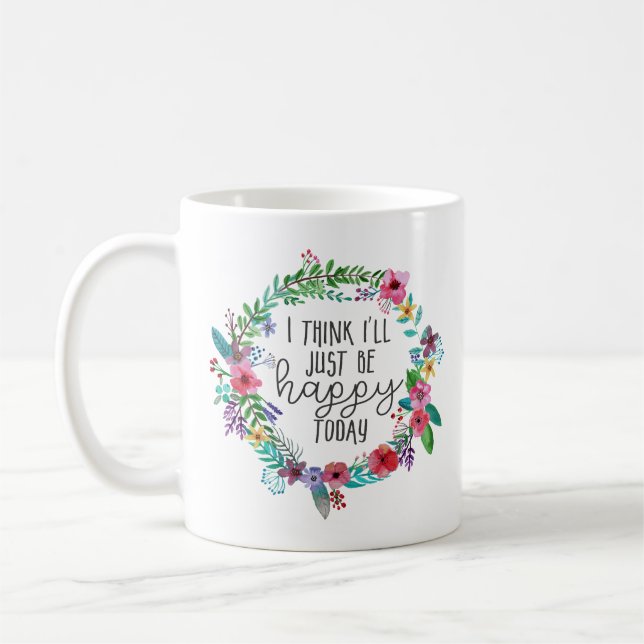 Caneca De Café Escolha Felicidade, aspas Inspiracionais Boho flor (Esquerda)