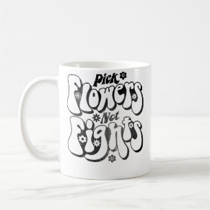 Caneca De Café Escolha Flores Não Brigas Vintage 70 Paz