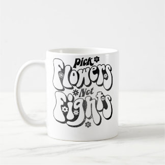 Caneca De Café Escolha Flores Não Brigas Vintage Paz dos Anos 70