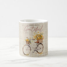 Escolha ser Grateful Floral Bicycle Mug