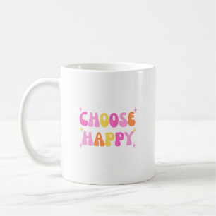 Caneca De Café Escolha uma citação colorida para o Groovy Feliz