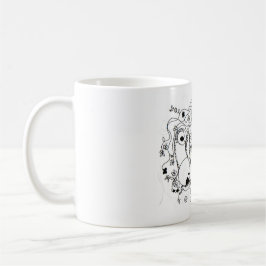 Caneca De Café Escondido no jardim. - Desenho a tinta