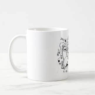 Caneca De Café Escondido no jardim. - Desenho a tinta