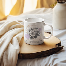 Caneca De Café Escorpião Astrologia Floral Gerânio Zodíaco Aniver