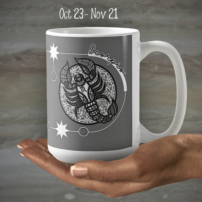 Caneca De Café Escorpião Zodiac - Símbolo Astrologia Mandala Pret (Criador carregado)