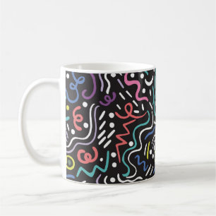 Caneca De Café Escova puxada pela mão. padrão abstrato, zigzags, 