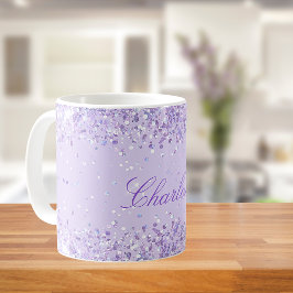 Caneca De Café Escrita elegante com nome de poeira da lavanda vio