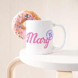 Caneca De Café Escrita Elegante Rosa Melhor Motif Mãe