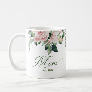 Caneca De Café Escrita Floral Cor-de-rosa-claro Mãe Coffee Mug