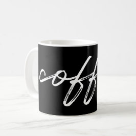 Caneca De Café Escrita Minimalista de "café" preto-e-branco