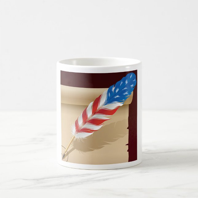 Caneca De Café Escrita Patriótica Pena em Papel Antigo (Criador carregado)