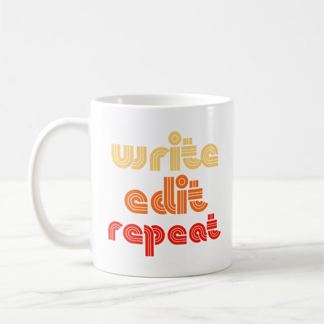 Caneca De Café escrita retro editar repetir (Esquerda)