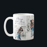 Caneca De Café Escrito elegante de 5 fotos de Natal, mínimo moder<br><div class="desc">Moderno mínimo elegante 5 fotos com roteiro de Natal,  design de caneca de Natal. Para trás e branco.</div>