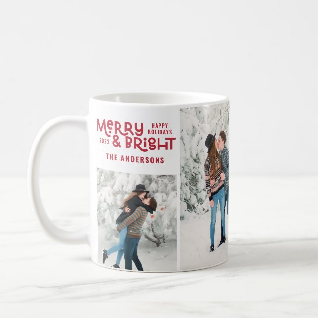 Caneca De Café Escrito elegante de Natal de 5 fotografias mínimo  (Esquerda)