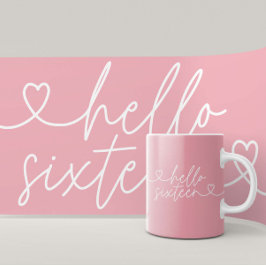 Caneca De Café Escrito simples de na moda elegante do 16.º aniver