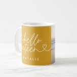 Caneca De Café Escrito simples de na moda elegante do 16.º aniver<br><div class="desc">Simples na moda de 16 anos de idade,  simples script elegante e convite de 16 anos geométrico. Padrão geométrico moderno do dorso. Parte de uma coleção. A cor pode ser alterada.</div>