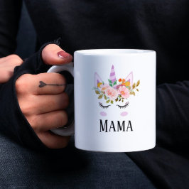 Caneca De Café Escrito unicórnio minimalista, arco-íris verde mam