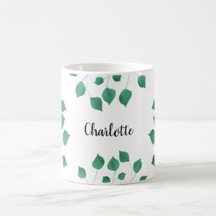 Caneca De Café Escrito verde-nome foliar verde-verde-verde-verde-