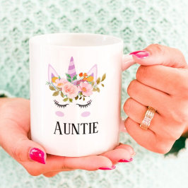 Caneca De Café Escrito Whimsic unicorn floral titia