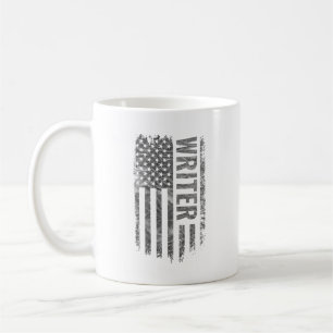 Caneca De Café Escritor Bandeira EUA Desenho Distorcida