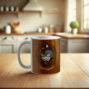 Caneca De Café Escritor Ou Estudante De Cartoon Bonito Com Livros