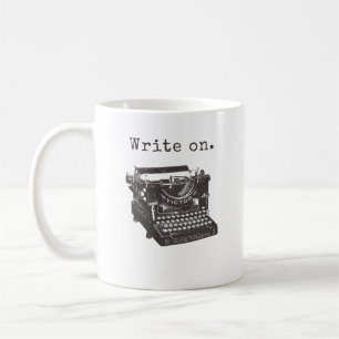 Caneca De Café Escritores Coffee Mug, máquina de escrever, cora