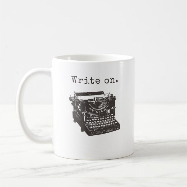 Caneca De Café Escritores Coffee Mug, máquina de escrever, coraçã (Esquerda)