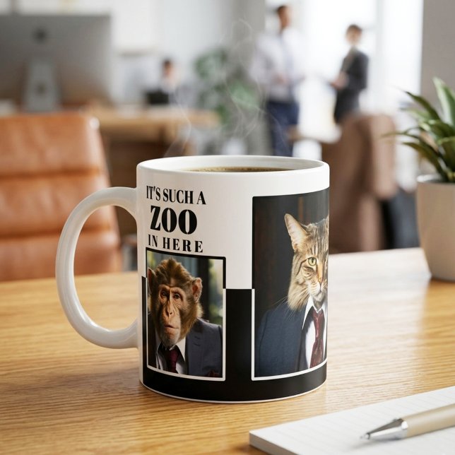Caneca De Café Escritório do Chefe Engraçado (Corporate satire mug featuring humorous imagery of a "board of directors" - boss or coworker gift)