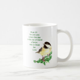 Caneca De Café Escritura Cristã de Natal - Arte de Pássaro Chicka