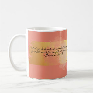 Caneca De Café Escritura de Bíblia Dourada e coral