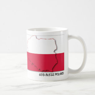 Caneca De Café Escritura de Polônia FLAG Personalizada - Branco