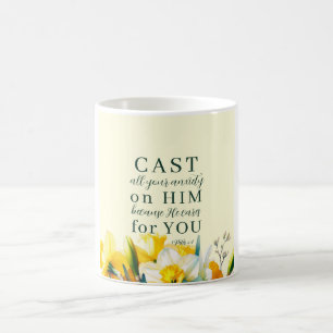 Caneca De Café Escritura Floral 1 Peter 5:7