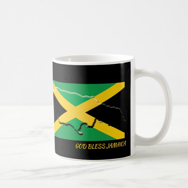Caneca De Café Escritura Patriótica JAMAICA FLAG Negra Personaliz (Direita)