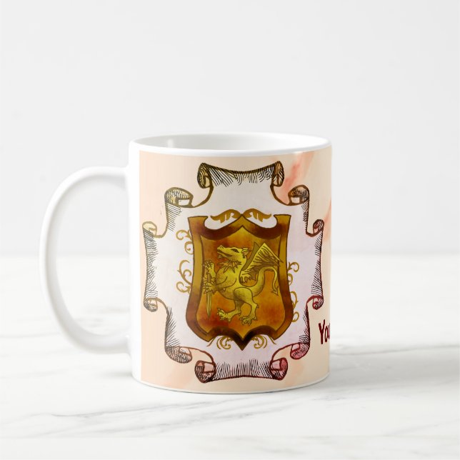 Caneca De Café Escudo de Dragões Brasão de Família Sobrenome  (Esquerda)
