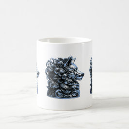 Caneca De Café Escultura de Lobo Chrome