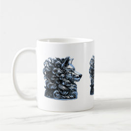 Caneca De Café Escultura de Lobo Chrome