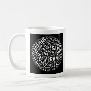 Caneca De Café Esfera & citações da Palavra-Nuvem do "Vegan"