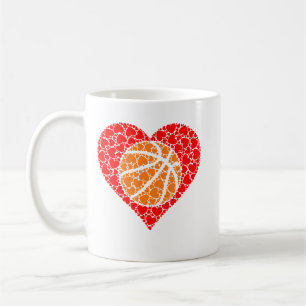 Caneca De Café Esfera de Basquetebol Desportiva Coração Vermelho 