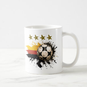 Caneca De Café Esfera de futebol com bandeira alemã e quatro estr
