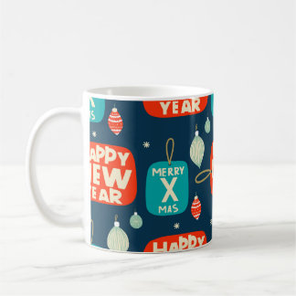 Caneca De Café Esferas de Natal e ornamentos, padrão de colheita 