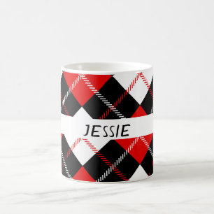 Caneca De Café Esfestivo Red Black White Argyle