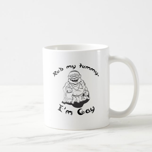 Caneca De Café Esfregue minha barriga, eu sou gay. (Direita)