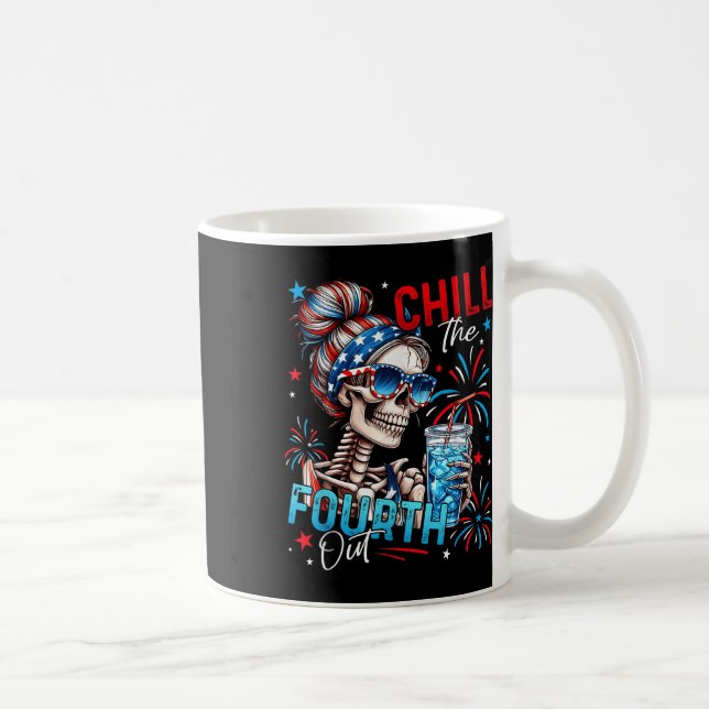 Caneca De Café Esfrie o Quarto de Julho 4 de Julho Esqueleto Engr (Direita)