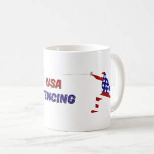 Caneca De Café Esgrima Patriótica dos EUA Em Guarda