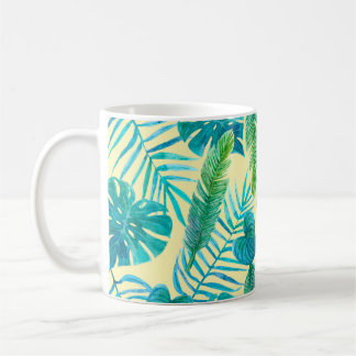 Caneca De Café Esmague o verde das plantas tropicais da selva. En