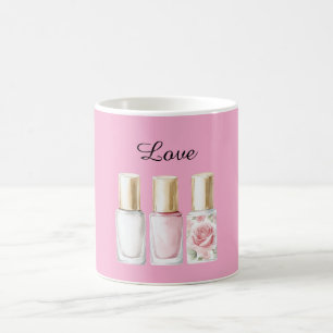Caneca De Café Esmalte Floral Rosa Rosa Bonito