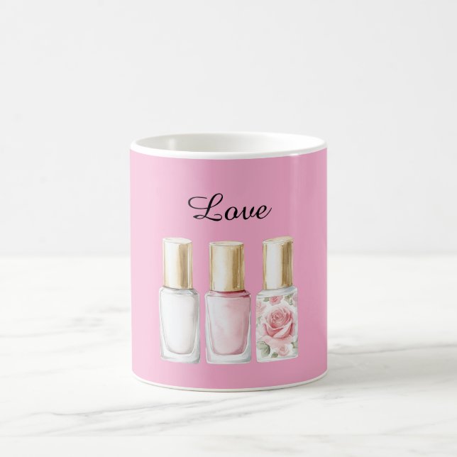 Caneca De Café Esmalte Floral Rosa Rosa Bonito (Centro)