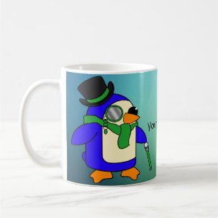 Caneca De Café Esmeralda verde-esmeralda de pinguim-branco