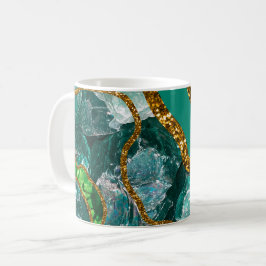 Caneca De Café Esmeralda Verde & Glitter de Grelha de Agato Doura