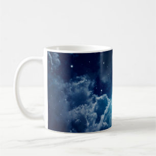 Caneca De Café Espaço do céu noturno com nuvens e estrelas,noite,